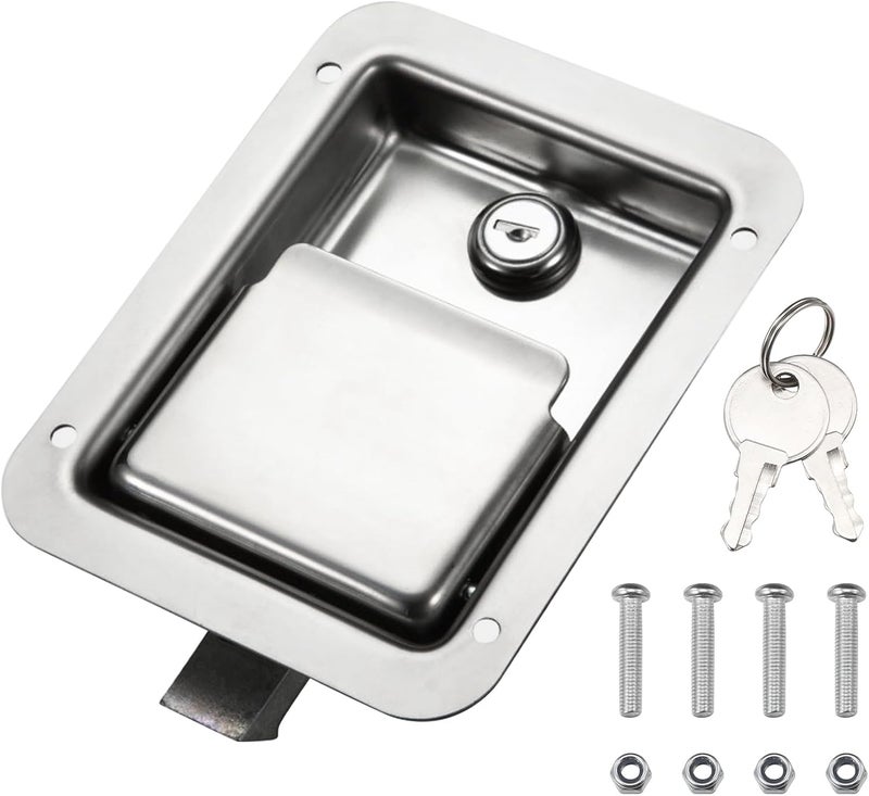 Loclink Truck Tool Box Lock Replacement kit, Stainless Steel Locking Paddle Latch for Truck Bed Toolbox Handle, Trailer Door, RV, Camper, ATV, UTV, 5.85" L x 4.25" W with keys - Image 1